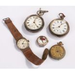 J.G. Graves of Sheffield pocket watch, together with another pocket watch and three wristwatches (