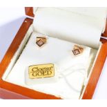 18 carat Clogau gold and diamond set earrings, the boxed and cased pair of earrings with central