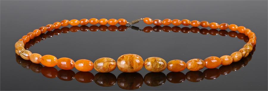 Amber necklace, with reconstituted beads from marble effect to orange, largest bead 30mm diameter, - Image 2 of 2