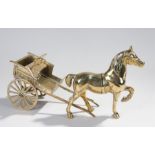 Brass horse and cart model