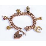 9 carat gold charm bracelet, with various charms, 25 grams
