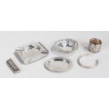 Collection of silver, various dates and makers, to include dishes, a cigarette ashtray, bracelet,