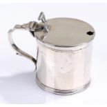 Edward VII silver drum mustard, maker Chester 1909, maker Haseler Brothers -Edward John Haseler &