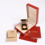 Dupont cigar cutter, in a marble bark effect and gold plated surround, together with the case and