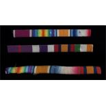 Three Boer War and Great War Ribbon bars, one sewn on and removed from uniform the others with pin