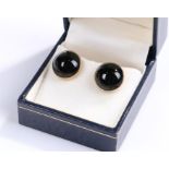 9 carat gold and onyx ear studs