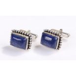 Pair of silver and lapis lazuli cufflinks