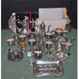 Silver plated wares to include, pots, trays, goblets, dishes, etc, (Qty)