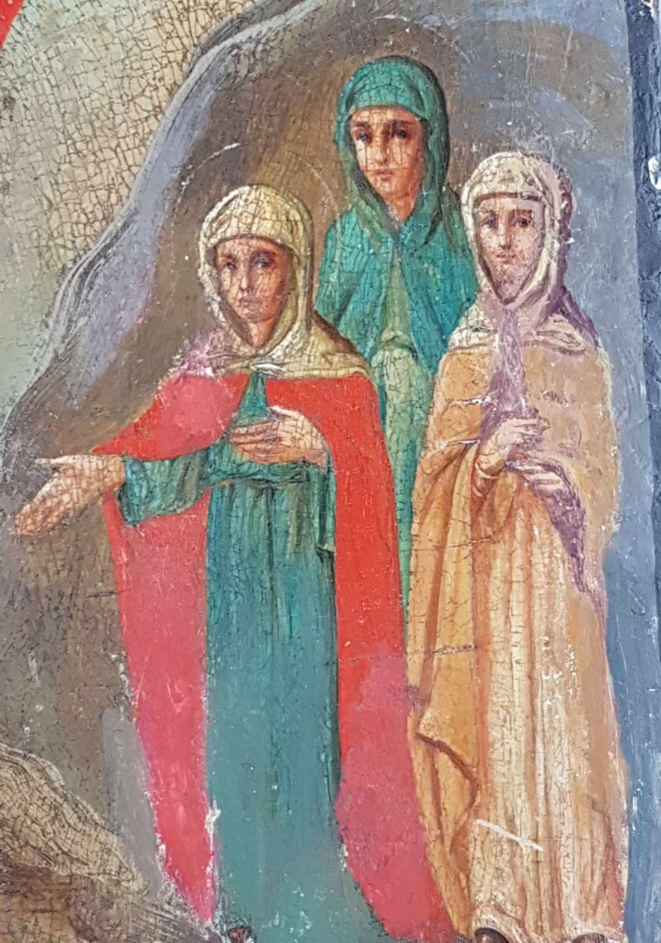 Auferstehungsikone - Russland,in Temperafarben auf Einzelholzplatte gemalt,Darstellung Christi mit - Bild 3 aus 6
