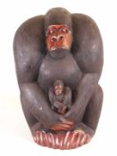 Tierskulptur "Gorilla" - vollplastische Tierfigur aus Ebenholz,ca.40x30cm,Gewicht ca.22kg,Masenge/