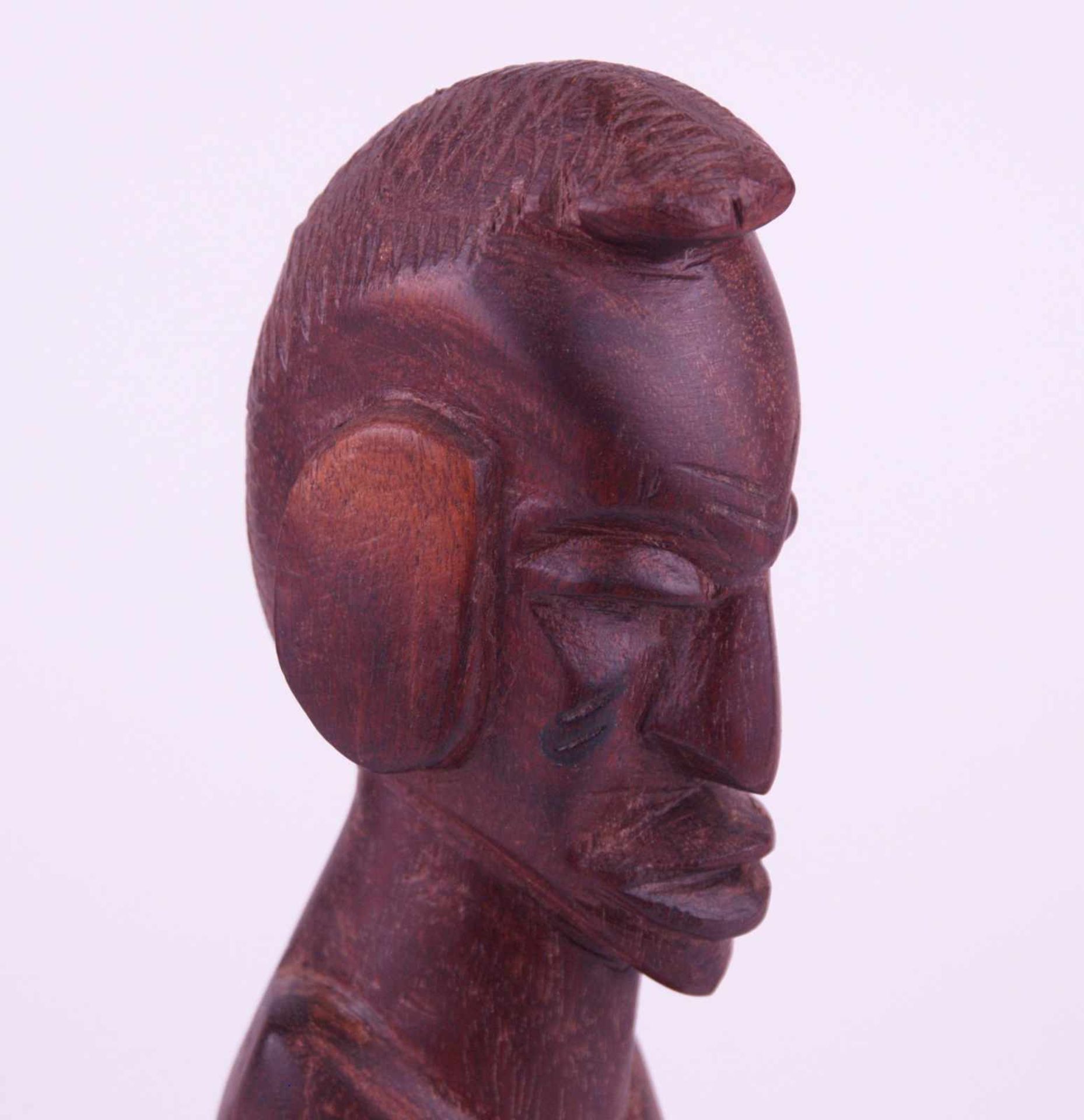 Holzskulptur "Männliche Büste" - Niger, Holz geschnitzt, männliches Gesicht mit schmalen - Bild 3 aus 3