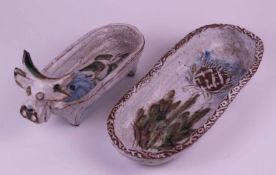 Thiry,Albert (1932-2009) - Keramikkonvolut 2-tlg: 1 x ovale Schale mit floralem Motiv und Randzier,