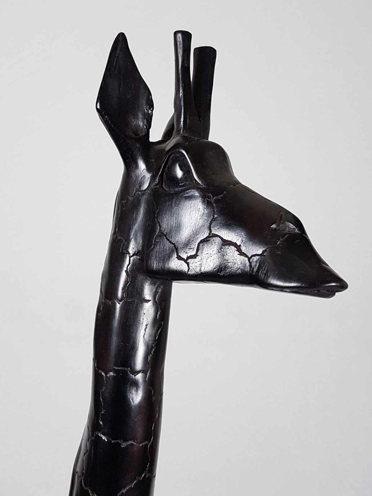 Tierskulptur "Giraffe" - vollplastische Tierfigur aus Ebenholz,ca.170x30cm,Gewicht ca.12,5kg, - Bild 4 aus 8