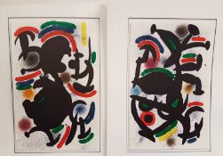 Miró,Joan(1893 Barcelona - 1983 Palma de Mallorca) - Zwei Farblithographien aus "Miró,der Lithograph