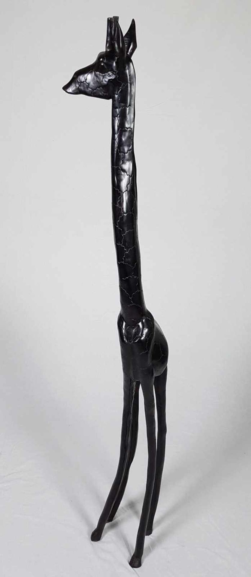 Tierskulptur "Giraffe" - vollplastische Tierfigur aus Ebenholz,ca.170x30cm,Gewicht ca.12,5kg, - Bild 6 aus 8