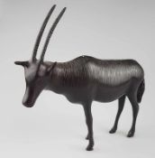 Bronzefigur "Antilope" - vollplastische Darstellung, ungesockelt,H./L.ca.17,5cm Bronze figure ''