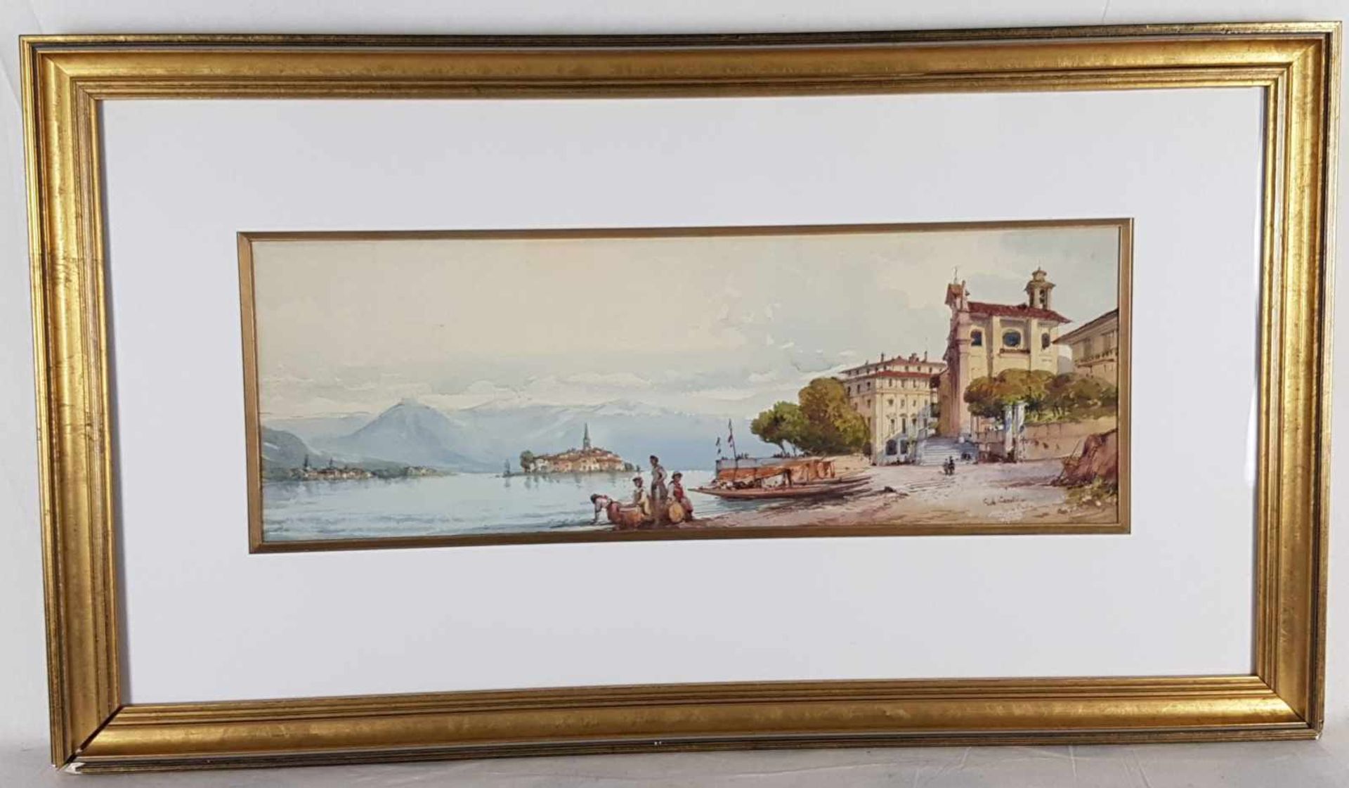 Carelli,Gabriele (1820 Neapel - um 1900 Menton/Frankreich) - "Der Lago Maggiore mit Baveno and der - Bild 5 aus 5