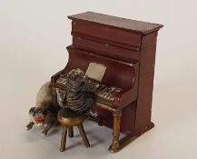 Wiener Bronze-Miniatur - Wien, um 1900, vollplastische Darstellung einer Klavier spielenden Katze