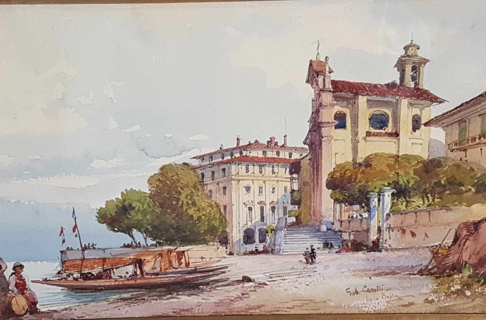 Carelli,Gabriele (1820 Neapel - um 1900 Menton/Frankreich) - "Der Lago Maggiore mit Baveno and der - Bild 2 aus 5