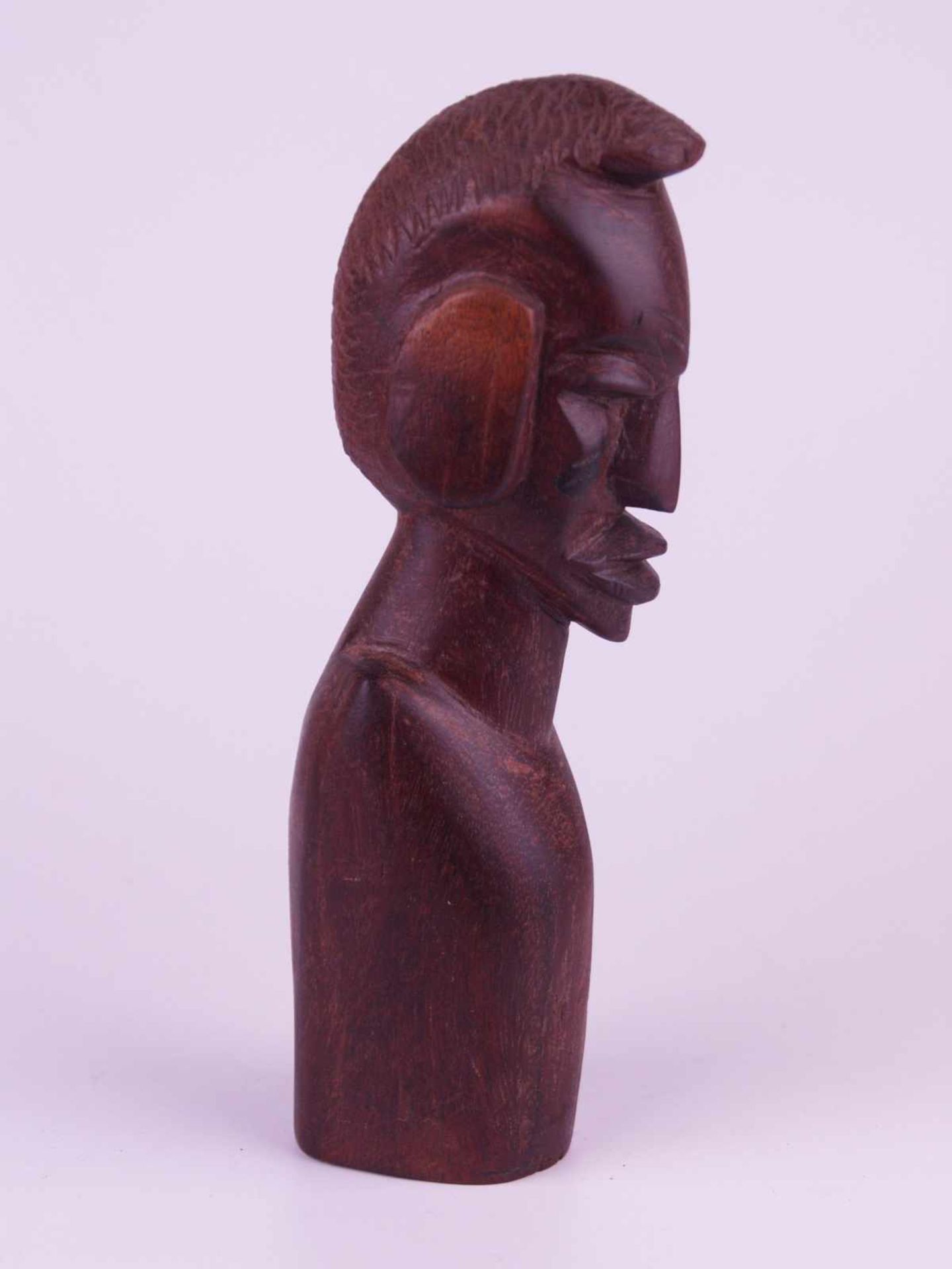 Holzskulptur "Männliche Büste" - Niger, Holz geschnitzt, männliches Gesicht mit schmalen - Bild 2 aus 3