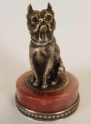 Silberfigur "Bulldogge" im Fabergé-Stil/Briefbeschwerer - Russland,vollplastische Hundefigur in