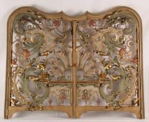 Jugendstil-Kamingitter -Schmiedeeisen polychrom gefasst,überaus aufwändige Kunstschmiedearbeit,