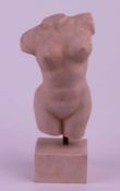 Torso der Venus - Gipsfigur, auf eckiger Plinthe montiert, Gebrauchsspuren, H.ca.14,5cm