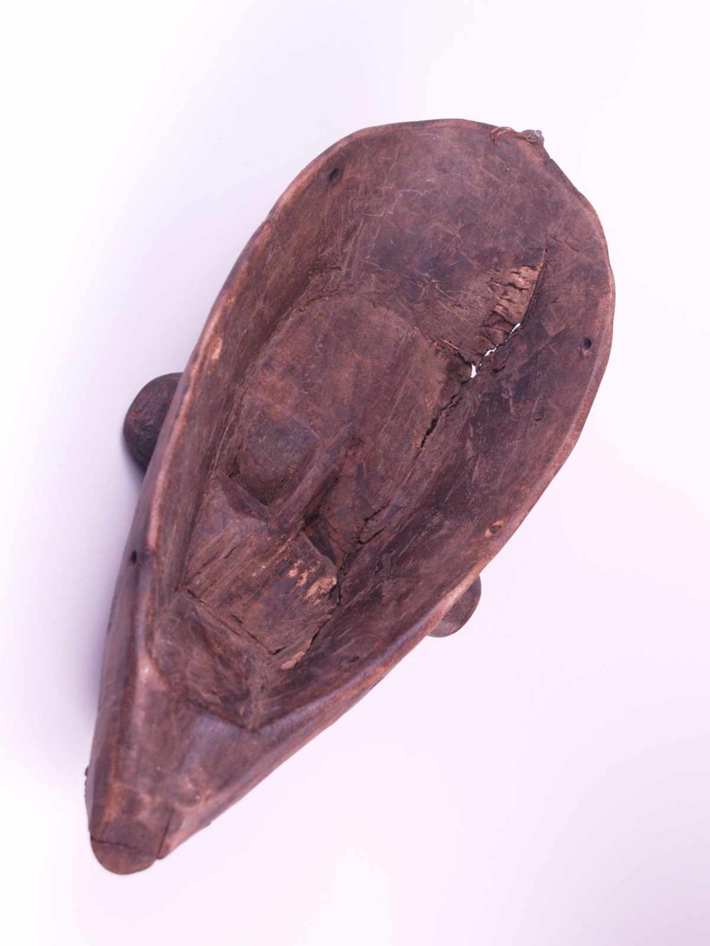Gesichtsmaske - Mali,Bambara oder Marka, Holz geschnitzt mit Metallbeschlag an Lippen und - Bild 2 aus 4
