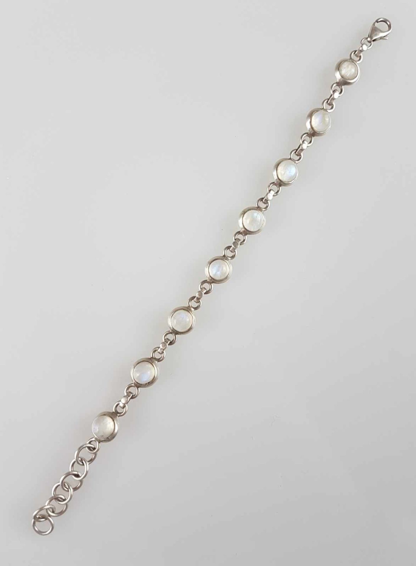 Gliederarmband - 925er Silber,8 Mondsteincabochons,L.ca.21cm,Gewicht ca.14,8g