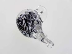 Glasfigur Vogel - farbloses Glas mit schwarz/weißen Einschmelzungen, Murano? plangeschliffener