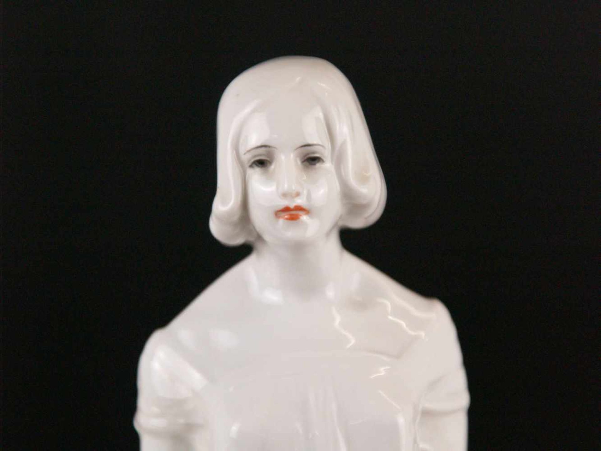 Art Déco-Figur "Jugend" als Steckvase & Schale - Ph. Rosenthal & Co, Weißporzellan glasiert, - Bild 4 aus 8