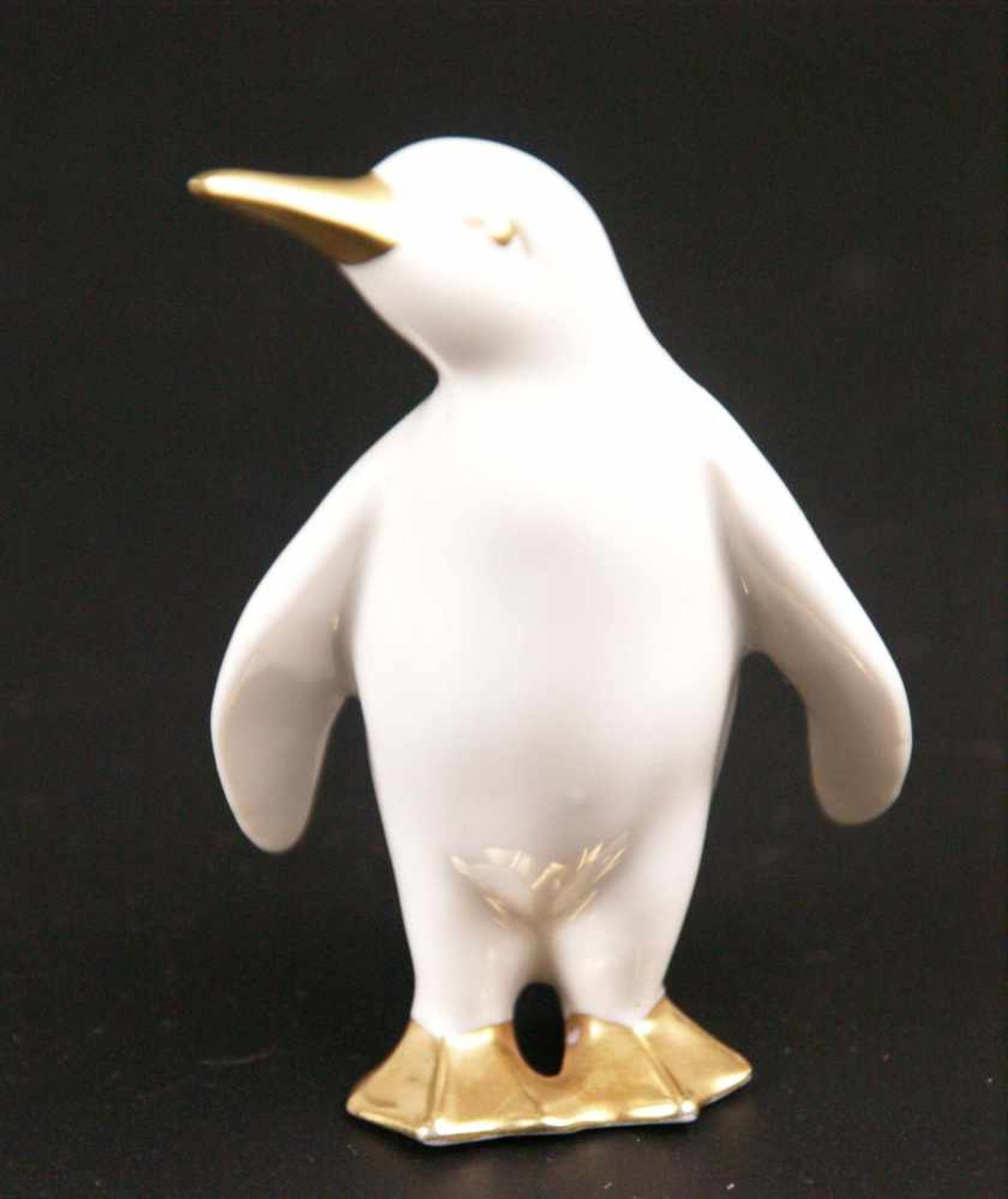 Porzellanfigur Pinguin - Gerold Porzellan, Bavaria, weiße Porzellan glasiert, stellenweise