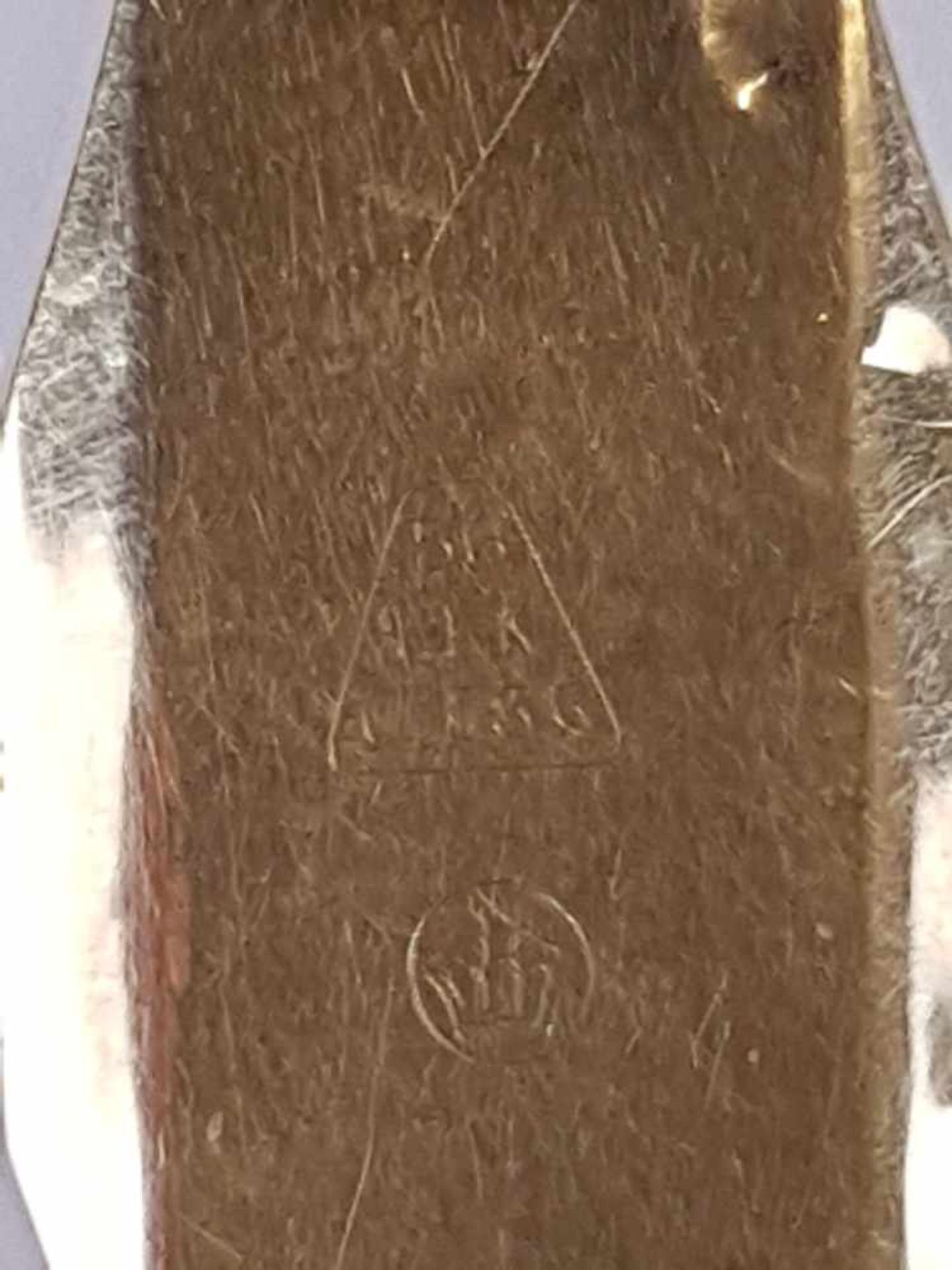 Damenarmbanduhr - Fella Schweiz,hochrechteckiges ziseliertes Gehäuse 14K GG 585 gestempelt, - Bild 4 aus 4