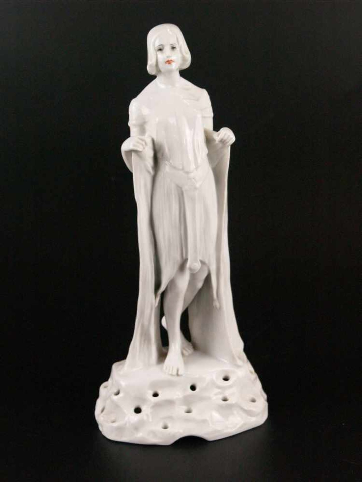 Art Déco-Figur "Jugend" als Steckvase & Schale - Ph. Rosenthal & Co, Weißporzellan glasiert, - Bild 2 aus 8