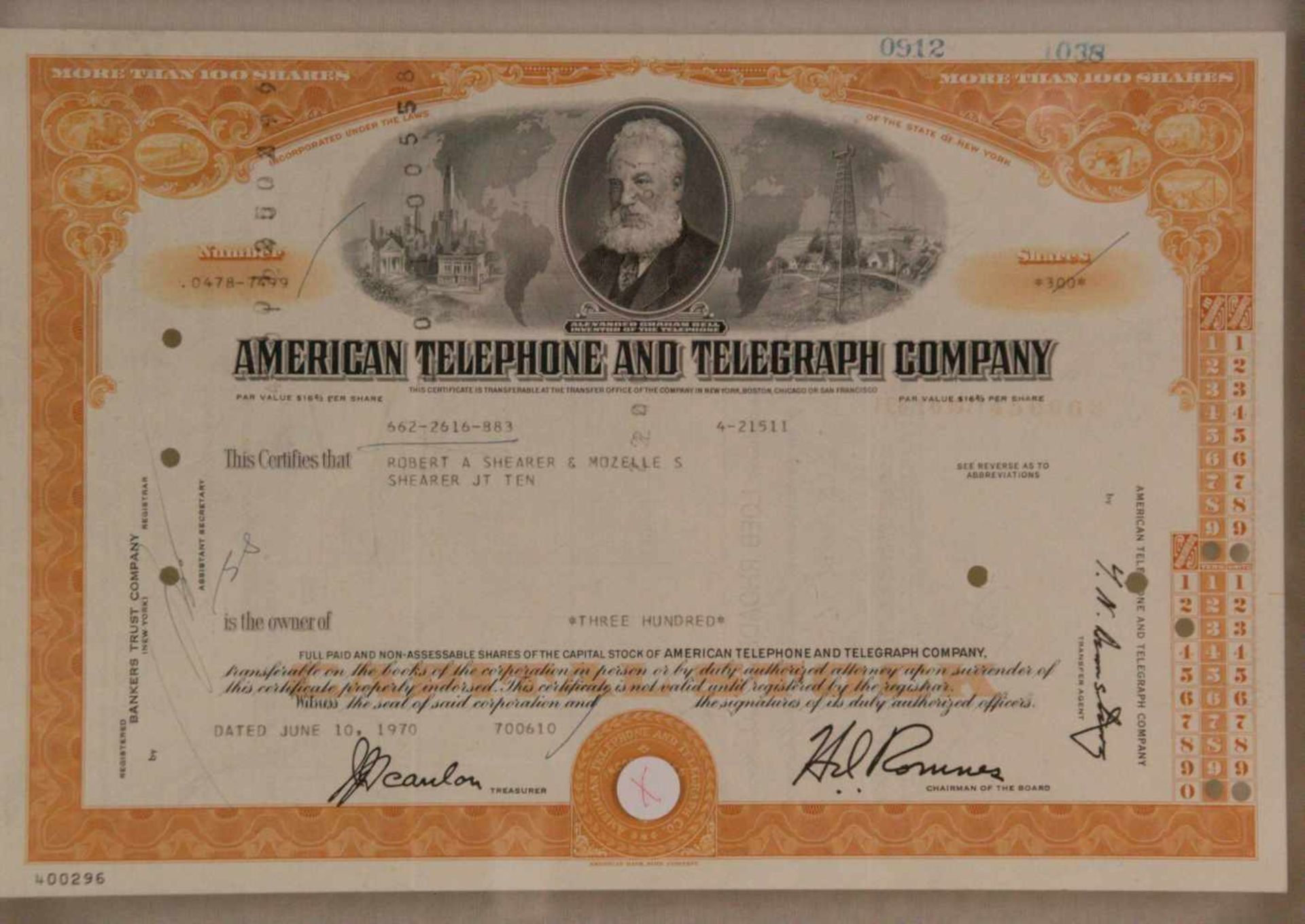 Drei Aktien von US-Amerikanischen Unternehmen - 1x American Telephone and Telegraph Company, datiert - Bild 4 aus 4