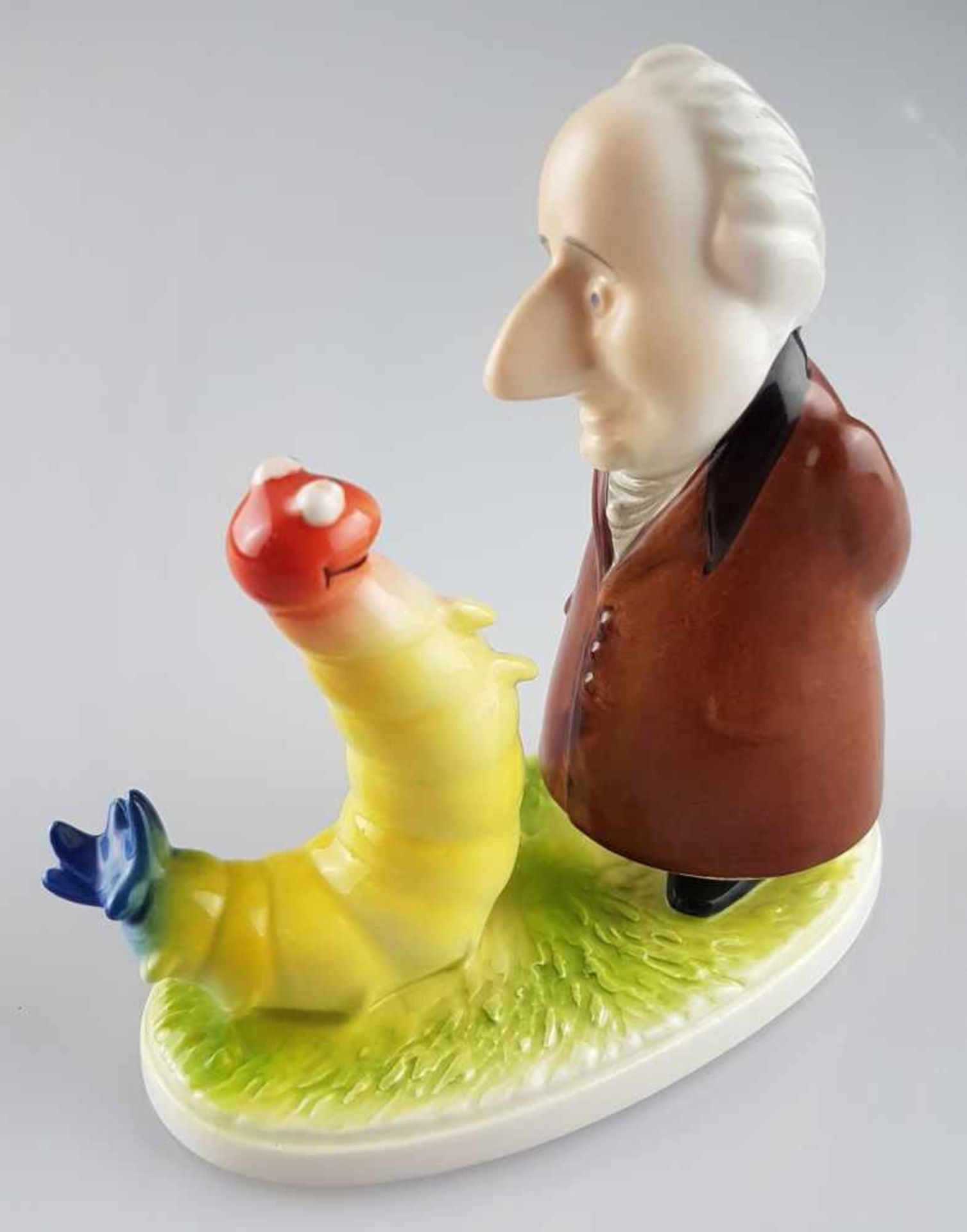 Porzellanfigur Goebel - "Johann Wolfgang von Goethe mit Wurm", am Boden bez. "Bundesgartenschau in