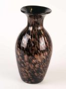 Balustervase - Murano,schwarzes Glas mit üppigen Goldflittereinschmelzungen,H.ca.23,5cm