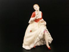 Keramikfigur "Tänzerin" - Keramik, glasiert, polychrom bemalt,Glasur am Rock mit länglichem