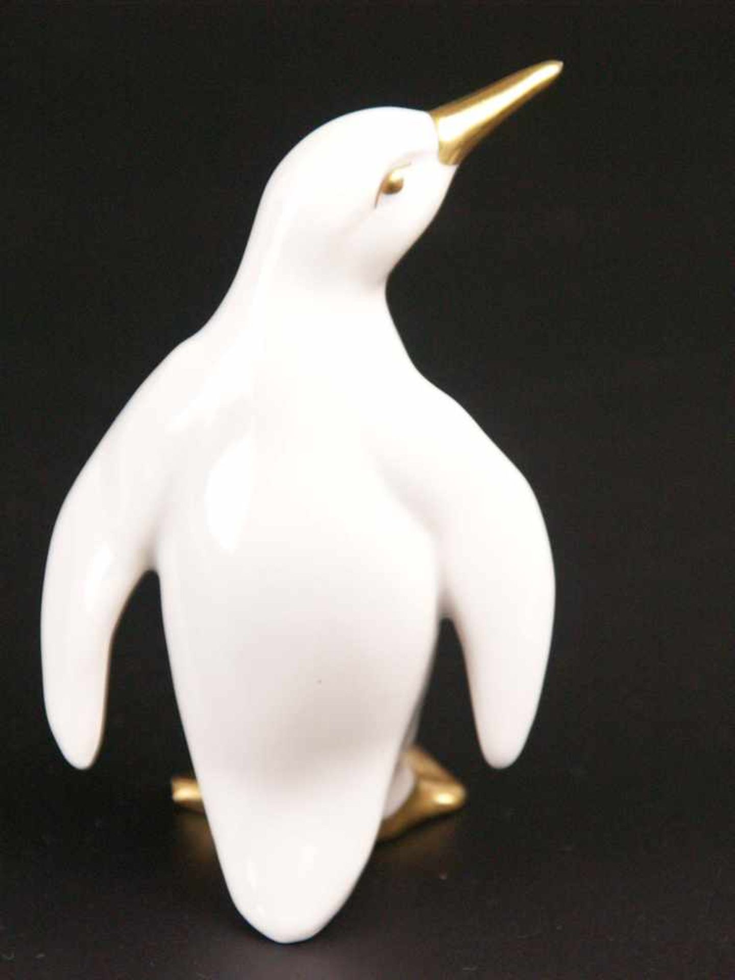 Porzellanfigur Pinguin - Gerold Porzellan, Bavaria, weiße Porzellan glasiert, stellenweise - Bild 2 aus 4
