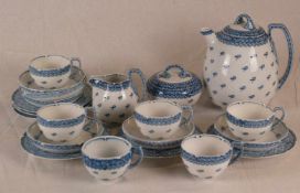 Kaffeeservice - blaue Meissen-Marke mit Knaufschwertern, nach 1900, Jugendstil-Dekor "Blaue Rispe"