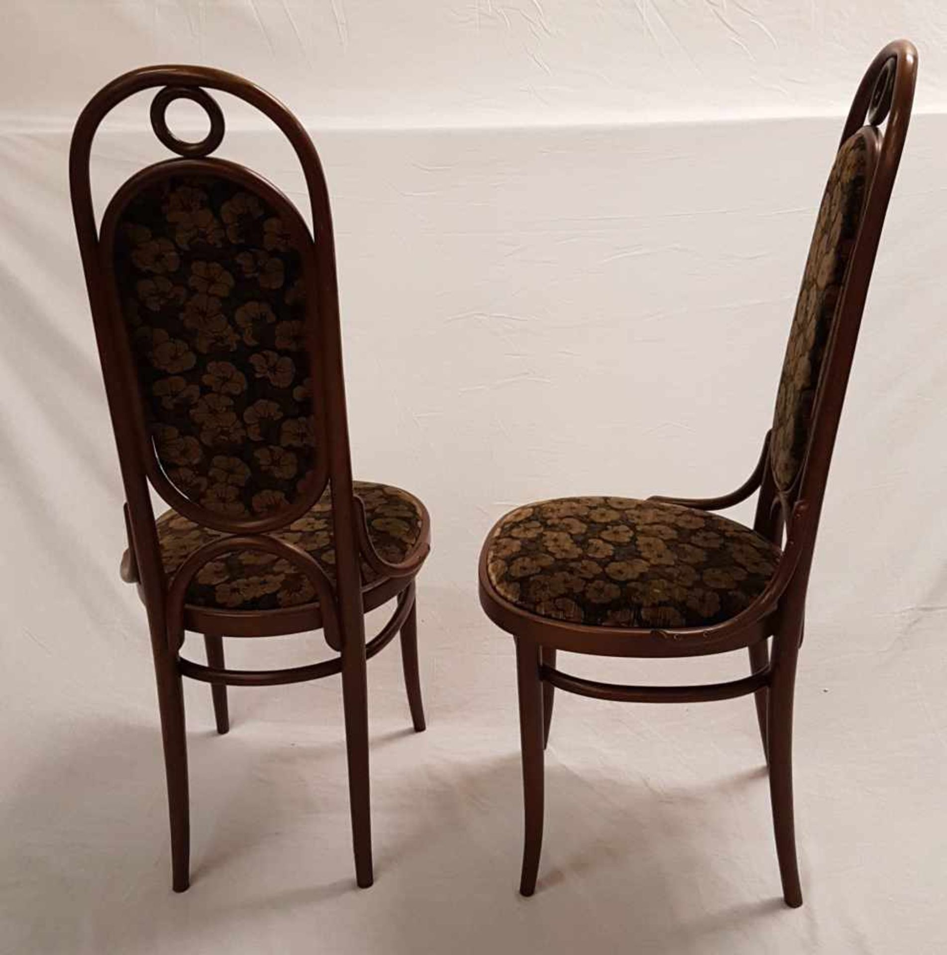Satz von vier Stühlen - Thonet,Buchenbugholz,hohe Lehne,Zargeninnenseiten gemarkt "Thonet 78", - Bild 4 aus 6