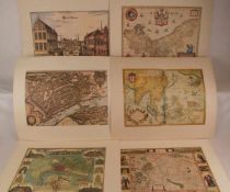 Mappe mit Karten und Stadtansichten- 1x "Nova Franconiae Descriptio", Faksimile nach Original von