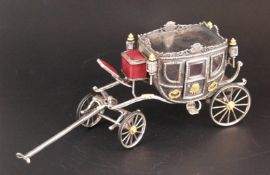 Miniatur-Kutsche -Sterlingsilber,vollplastische Ausführung,geschlossene Kutsche mit geschweiften