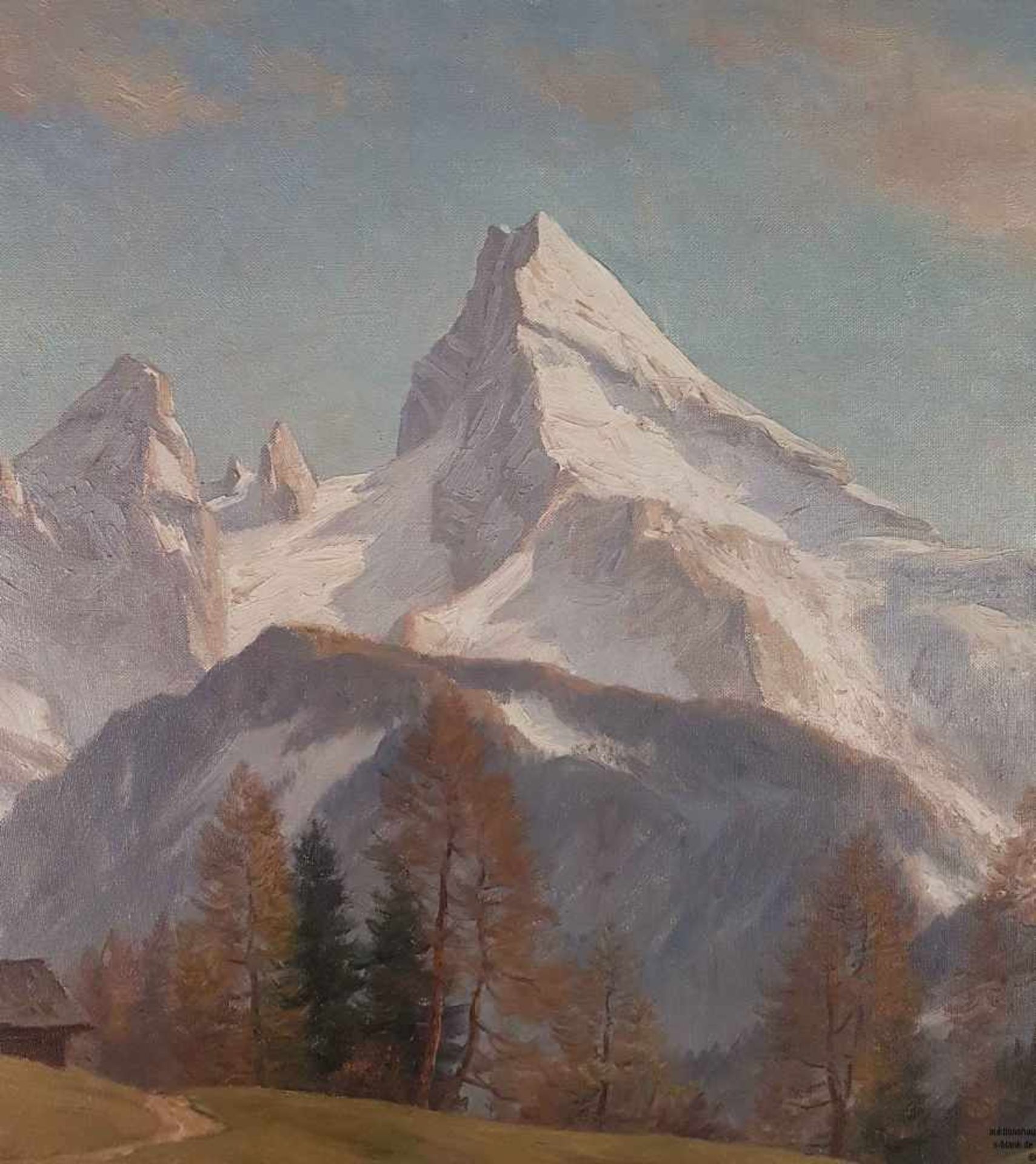 Kettemann, Erwin (1897 München - 1971 Tegernsee) - "Vorfrühling am Watzmann bei Berchtesgaden", Öl - Bild 3 aus 7