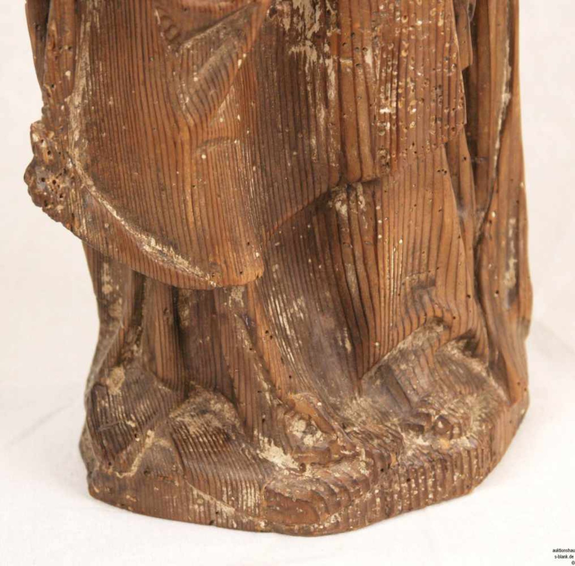 Heilige Anna, eine Schriftrolle umfassend - Holz geschnitzt, geschnitzte Gewandfigur der im leichten - Bild 6 aus 7