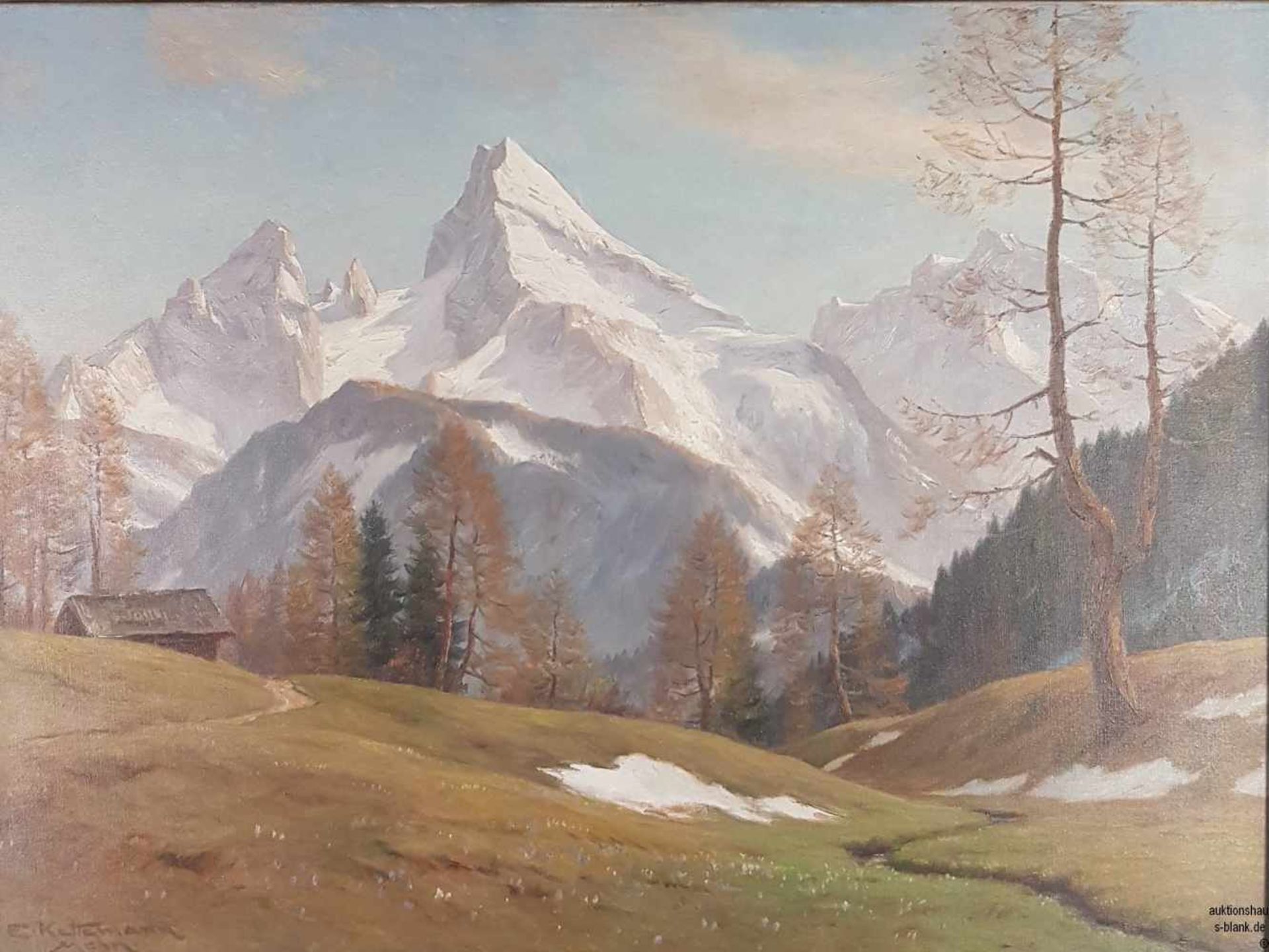 Kettemann, Erwin (1897 München - 1971 Tegernsee) - "Vorfrühling am Watzmann bei Berchtesgaden", Öl
