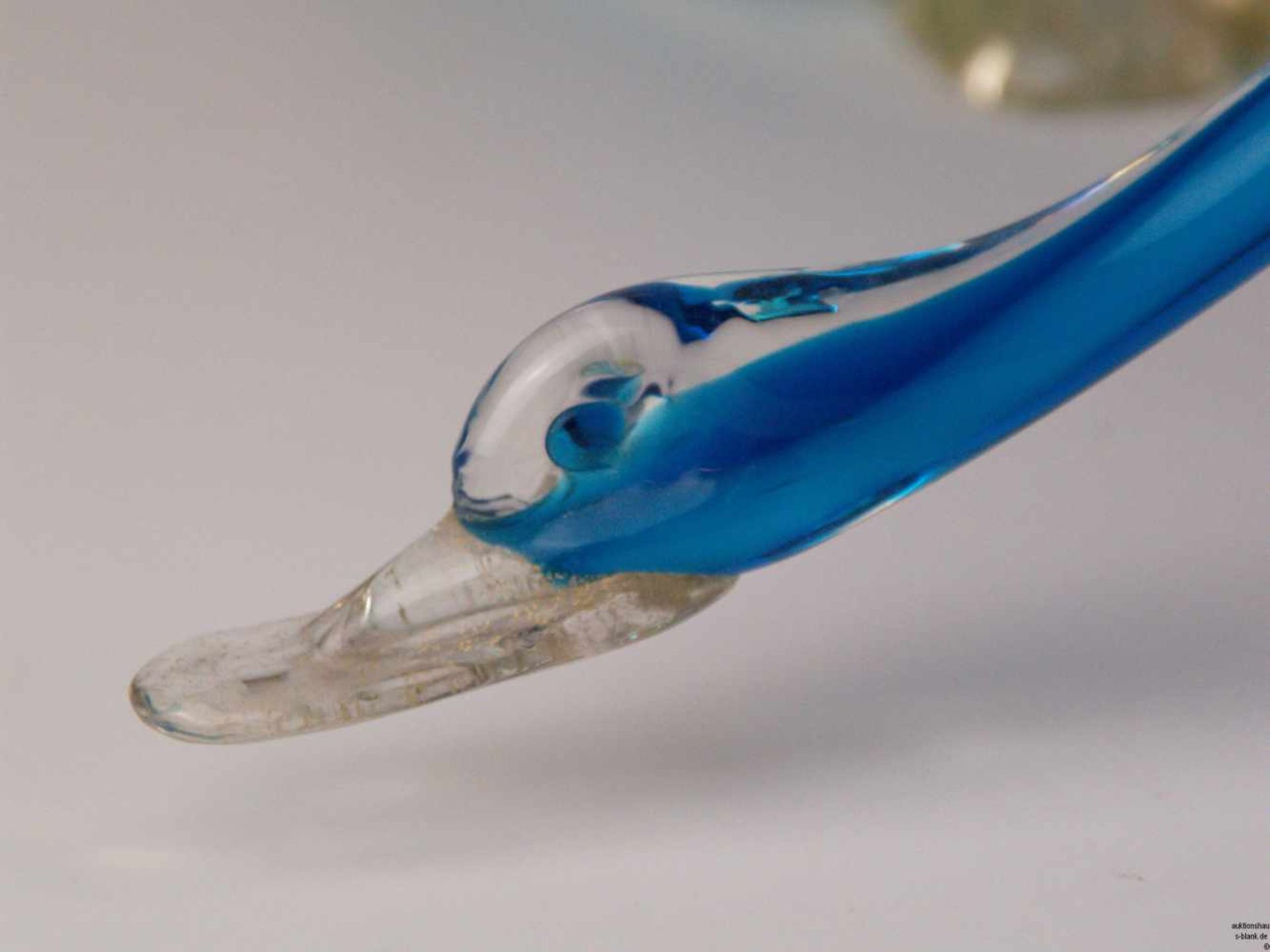 Paar Glasgänse - blau/weißes Opakglas, klar überfangen, wohl Murano, plastische Ausformung, ein - Bild 2 aus 5