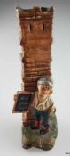 Keramikfigur "Kleiner Kaminkehrerjunge am Schornstein" - polychrom bemalt, Junge vor einem