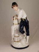 Große Figur "Rast am Brunnen" - Royal Dux Bohemia, Tschechoslowakei, Keramik, handbemalt,