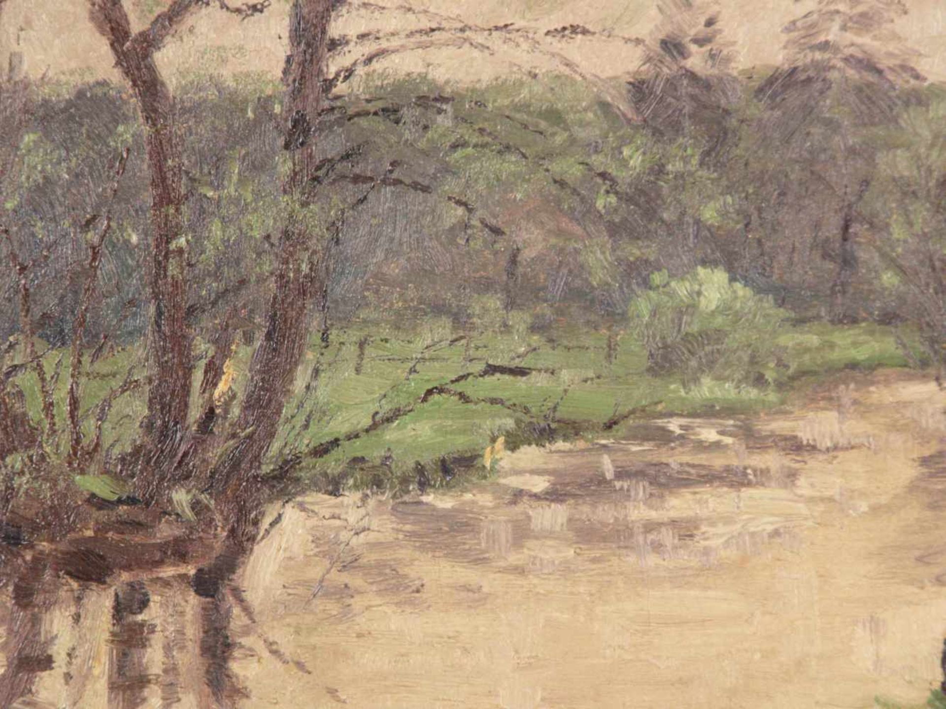 Hause, Rudolf (1877 Strasburg/Westpreußen - 1961 München)- Flusslandschaft, Öl auf Leinwand, - Bild 3 aus 5